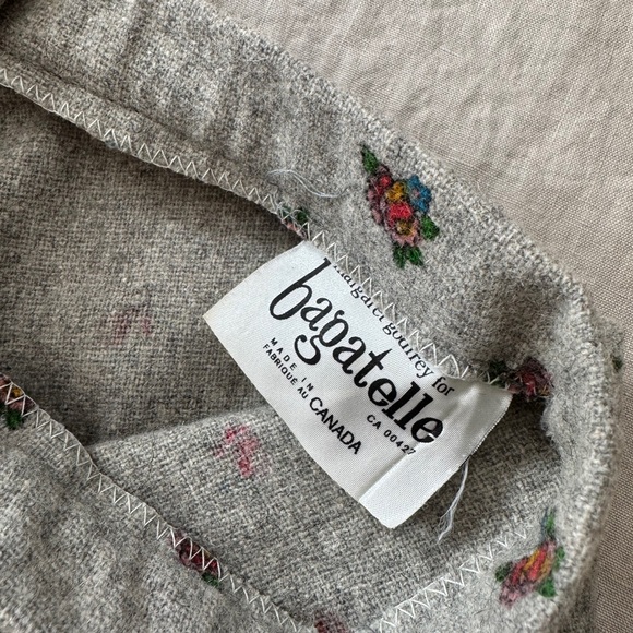 Vintage Grey Floral Midi a line Skirt union made xs s - Picture 10 of 14